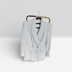 Zara Women's Light Gray Textured Blazer